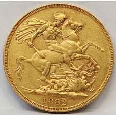AUSTRALIA 1882 . ONE 1 SOVEREIGN . MELBOURNE . GOLD